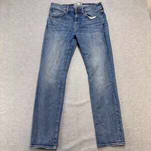 Madewell Jeans Mens 32x32 (31x30) Blue Slim Fit Stretch Whiskered Denim Casual